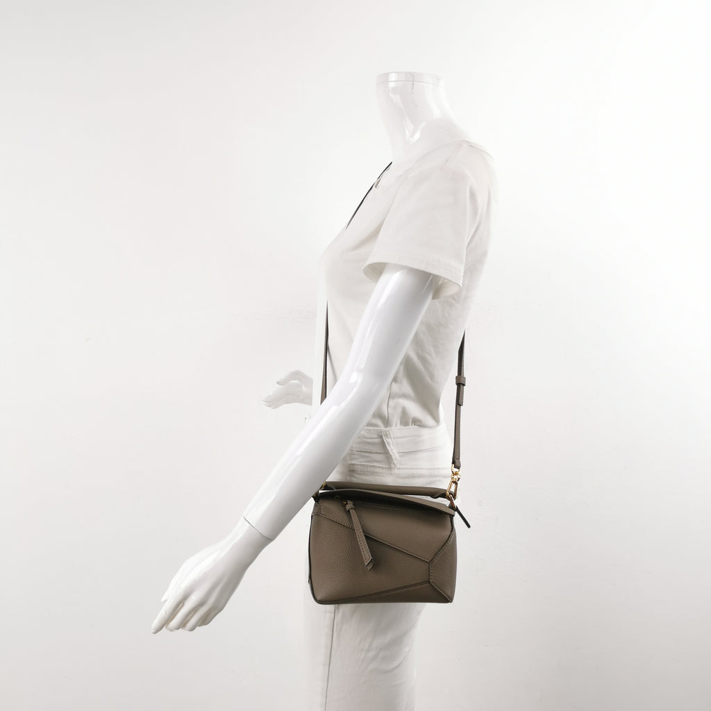 Loewe Puzzle Edge Mini Grained Calfskin Taupe