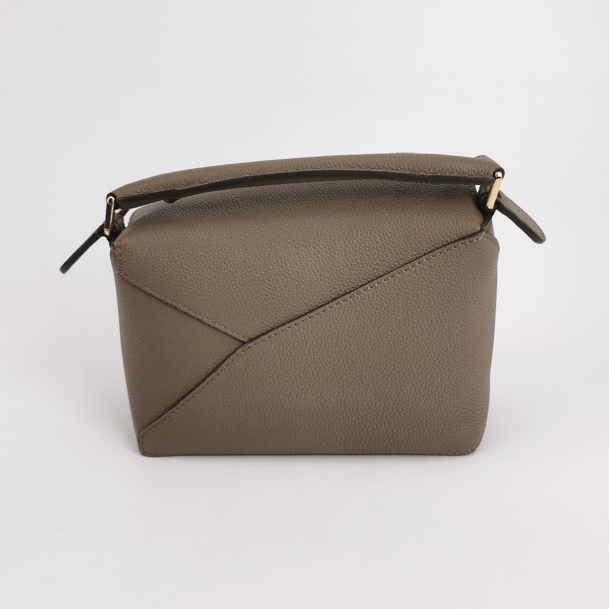 Loewe Puzzle Edge Mini Grained Calfskin Taupe