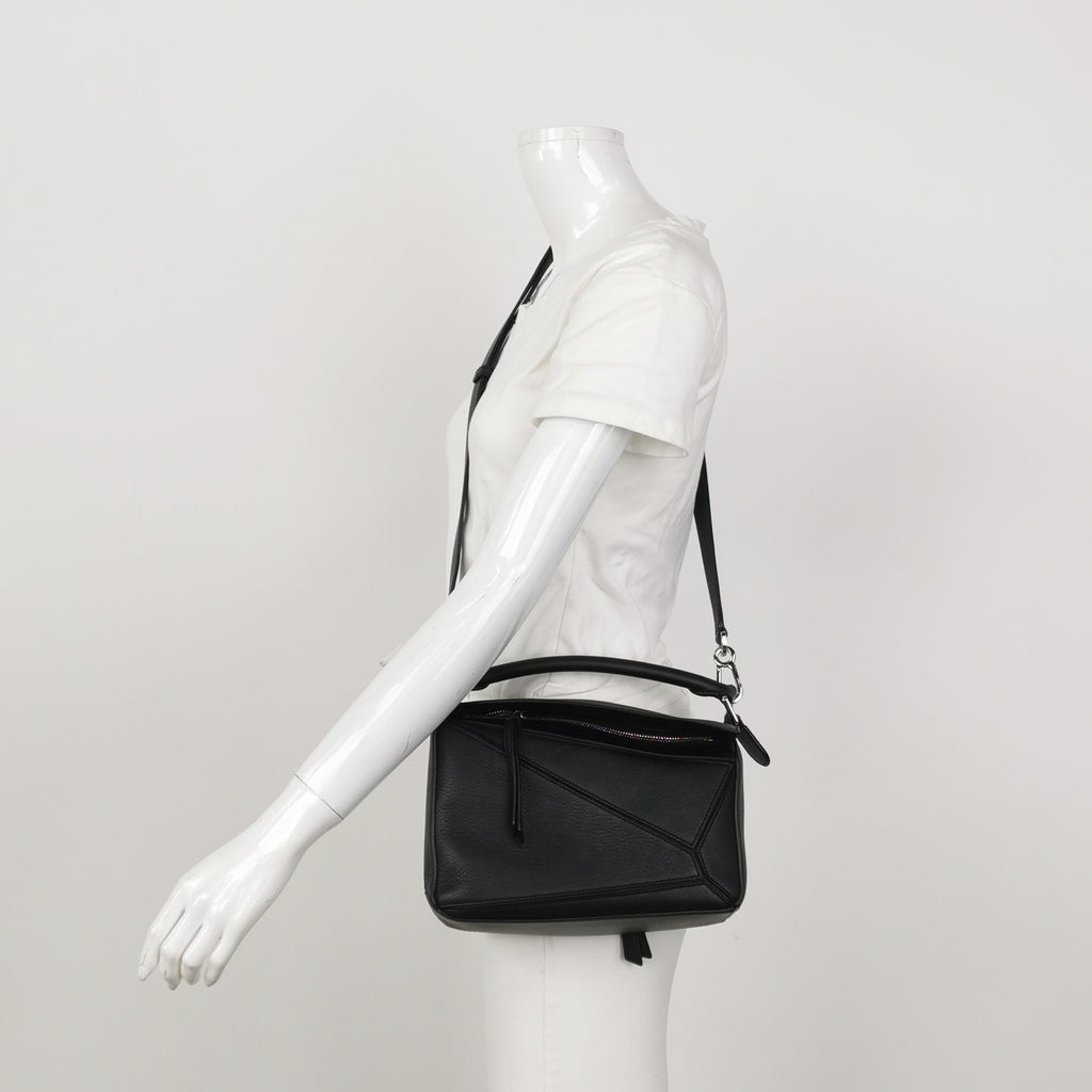 Loewe Puzzle Soft Grained Calfskin Black SHW