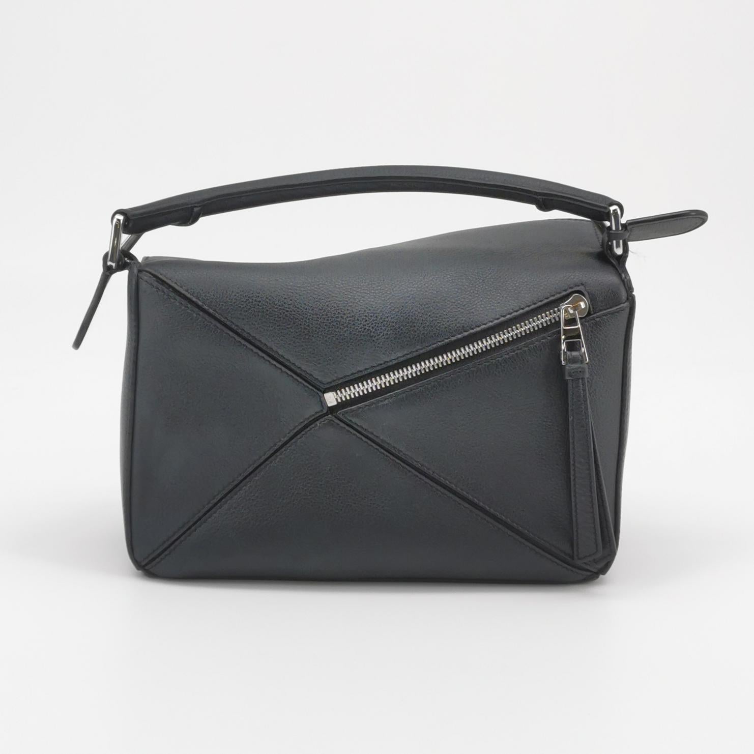 Loewe Puzzle Soft Grained Calfskin Black SHW