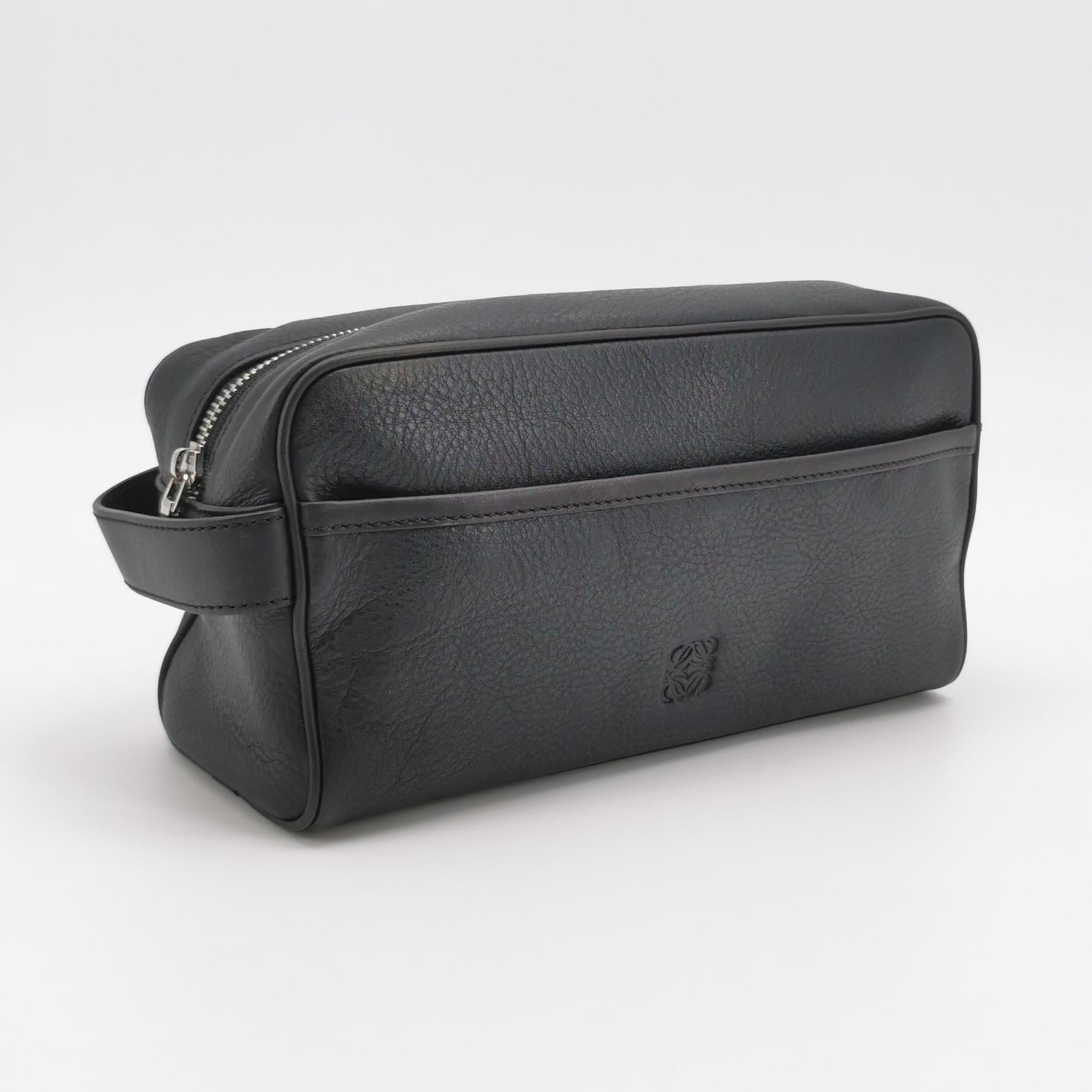 Loewe Anagram Toiletry Bag Grained Black