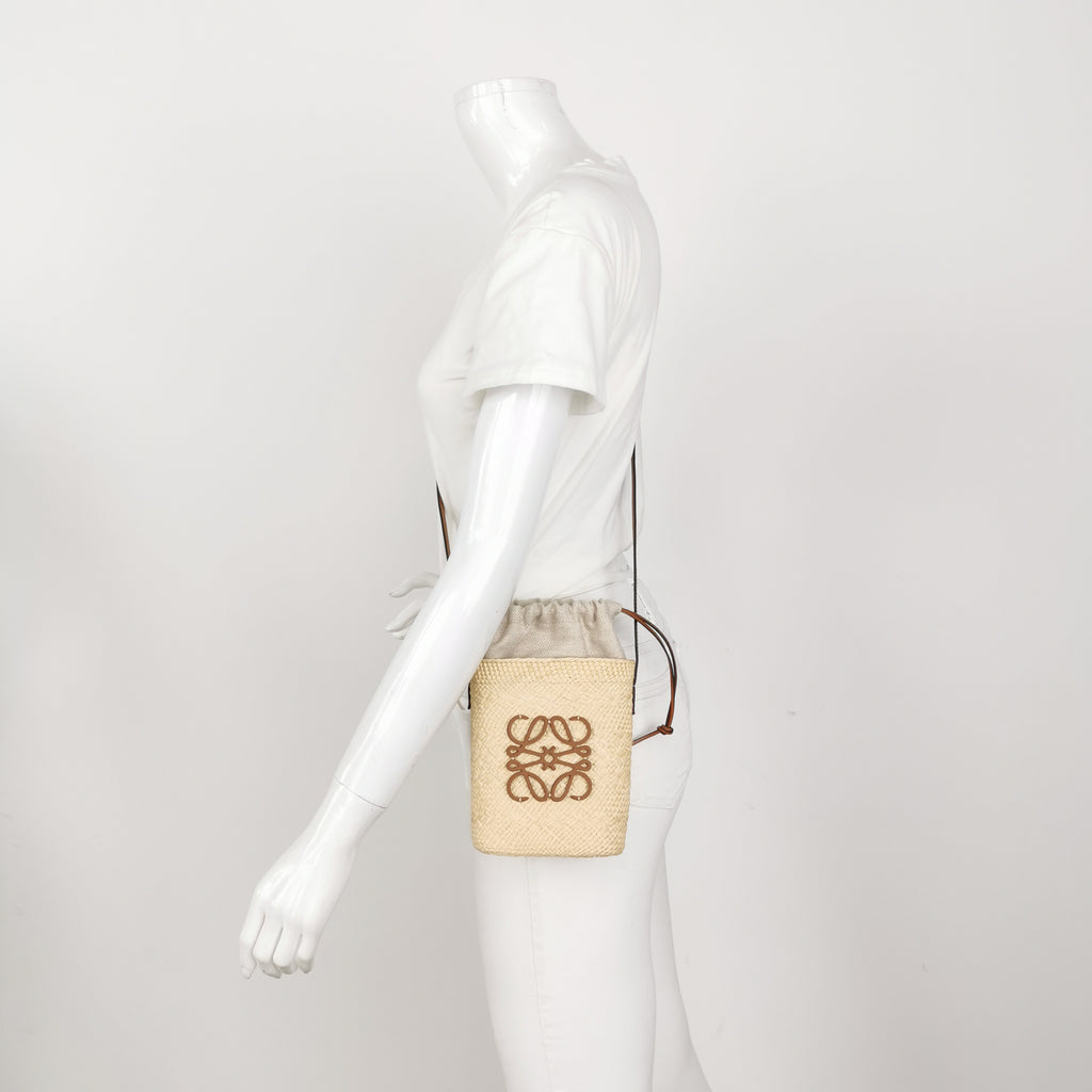 Loewe Square Pocket Raffia Bucket Bag