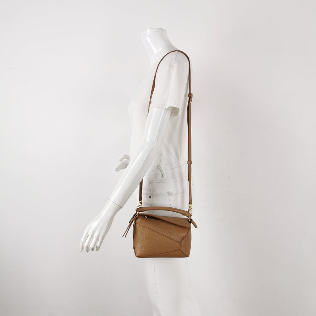 Loewe Puzzle Edge Mini Grained Calfskin Toffee