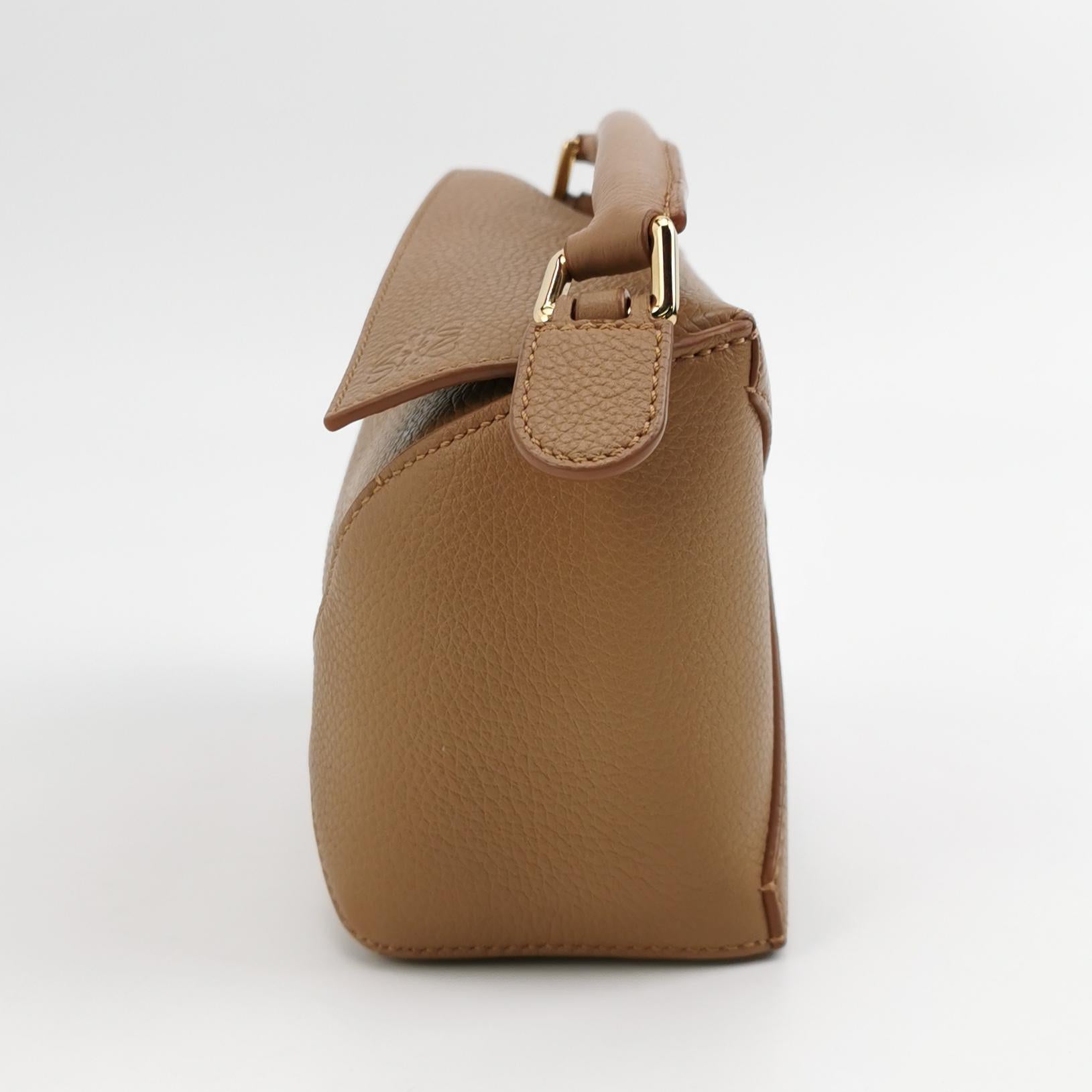 Loewe Puzzle Edge Mini Grained Calfskin Toffee