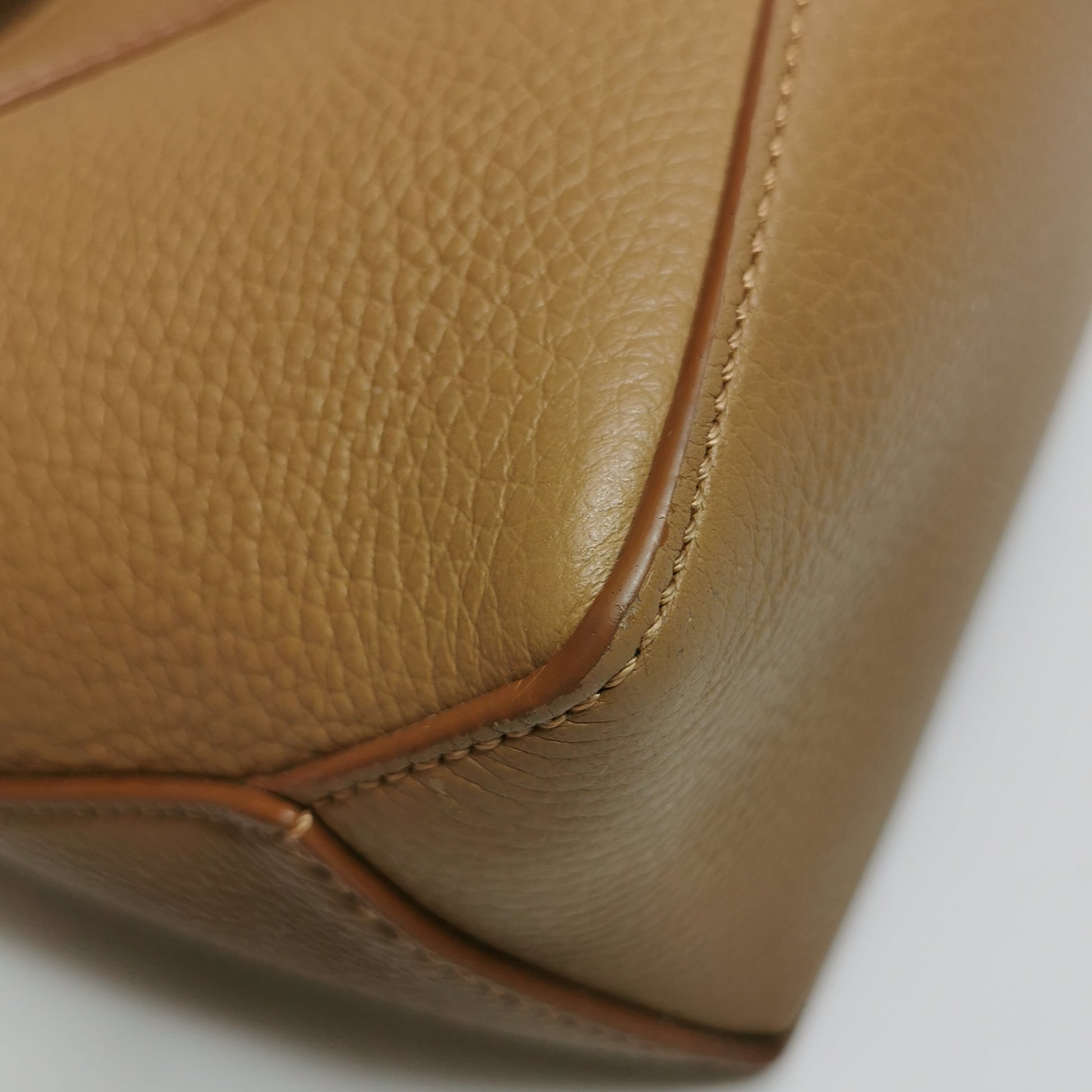 Loewe Puzzle Edge Mini Grained Calfskin Toffee