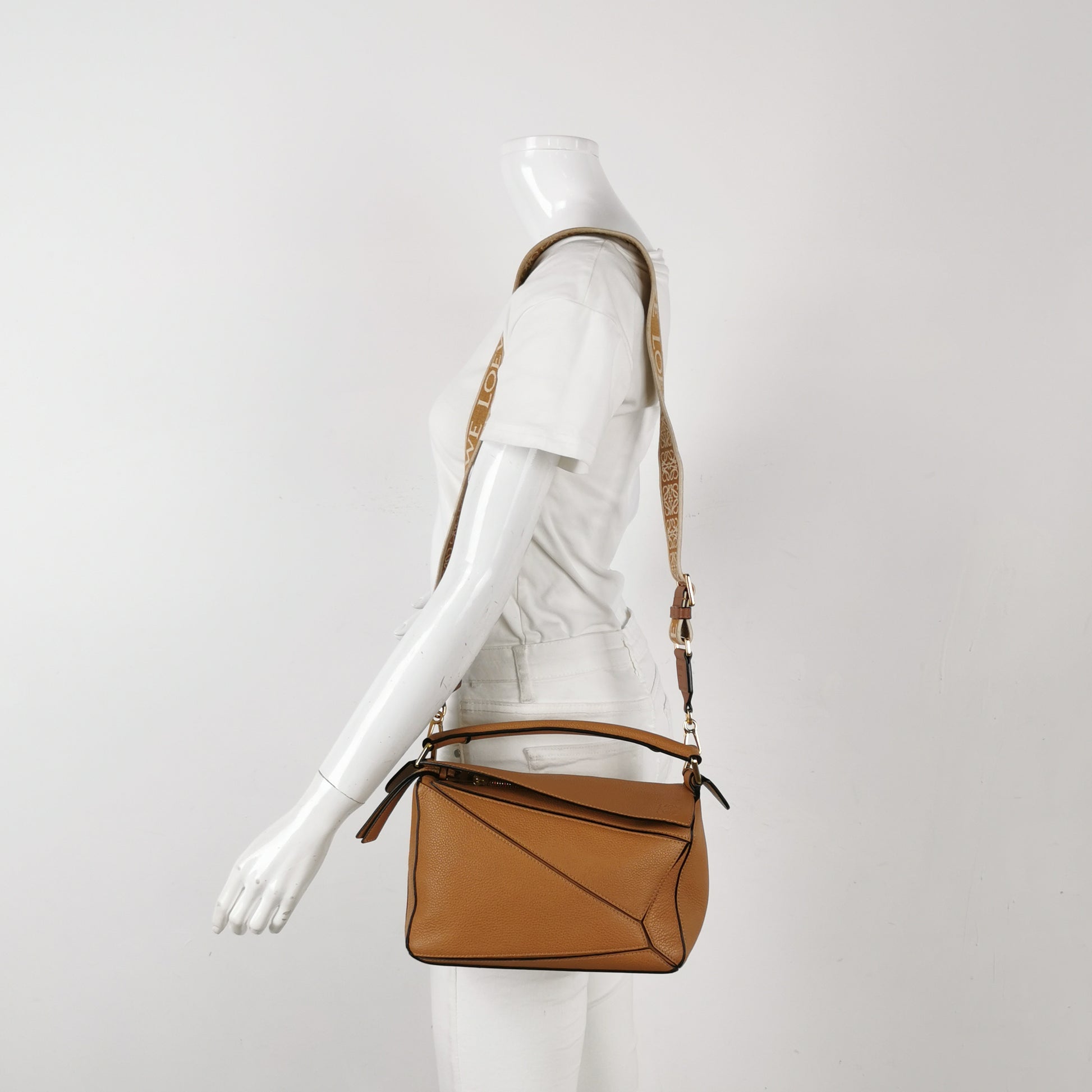 Loewe Puzzle Small Grained Calfskin Jacquard Strap