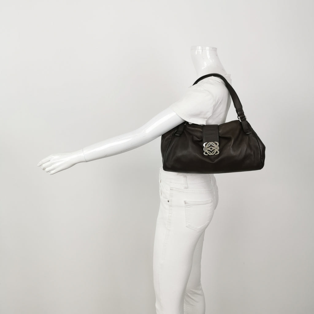 Loewe Anagram Plate Shoulder Bag Brown
