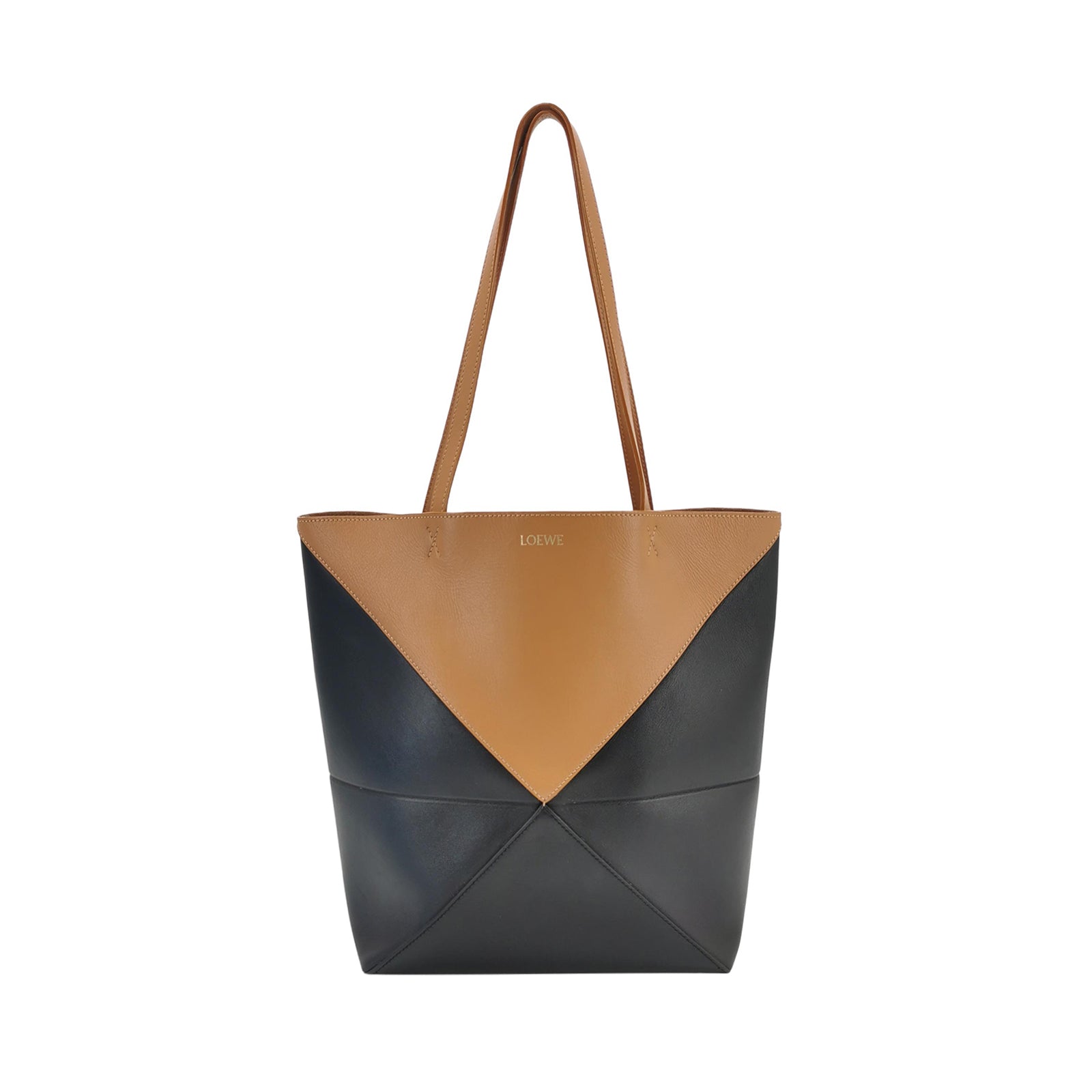 Loewe Puzzle Fold Tote Medium Bicolor Tan Black
