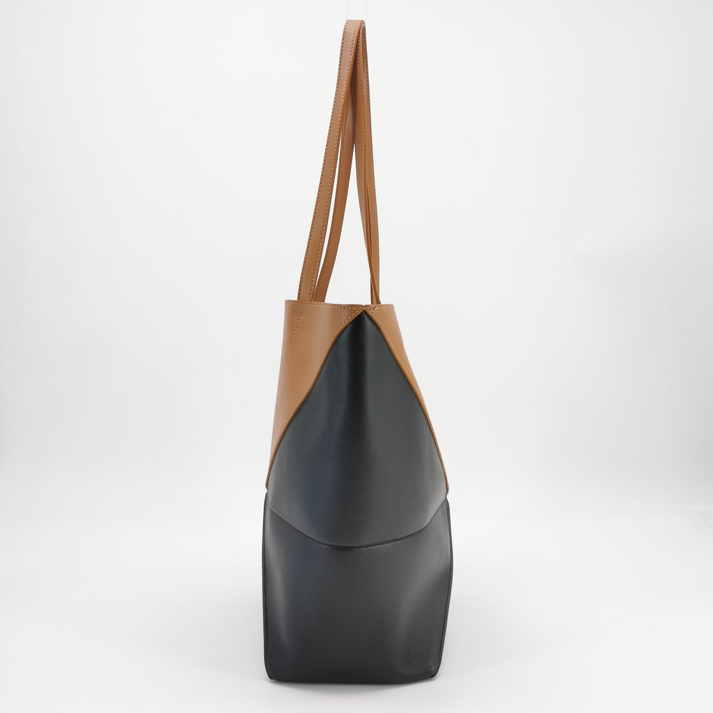 Loewe Puzzle Fold Tote Medium Bicolor Tan Black