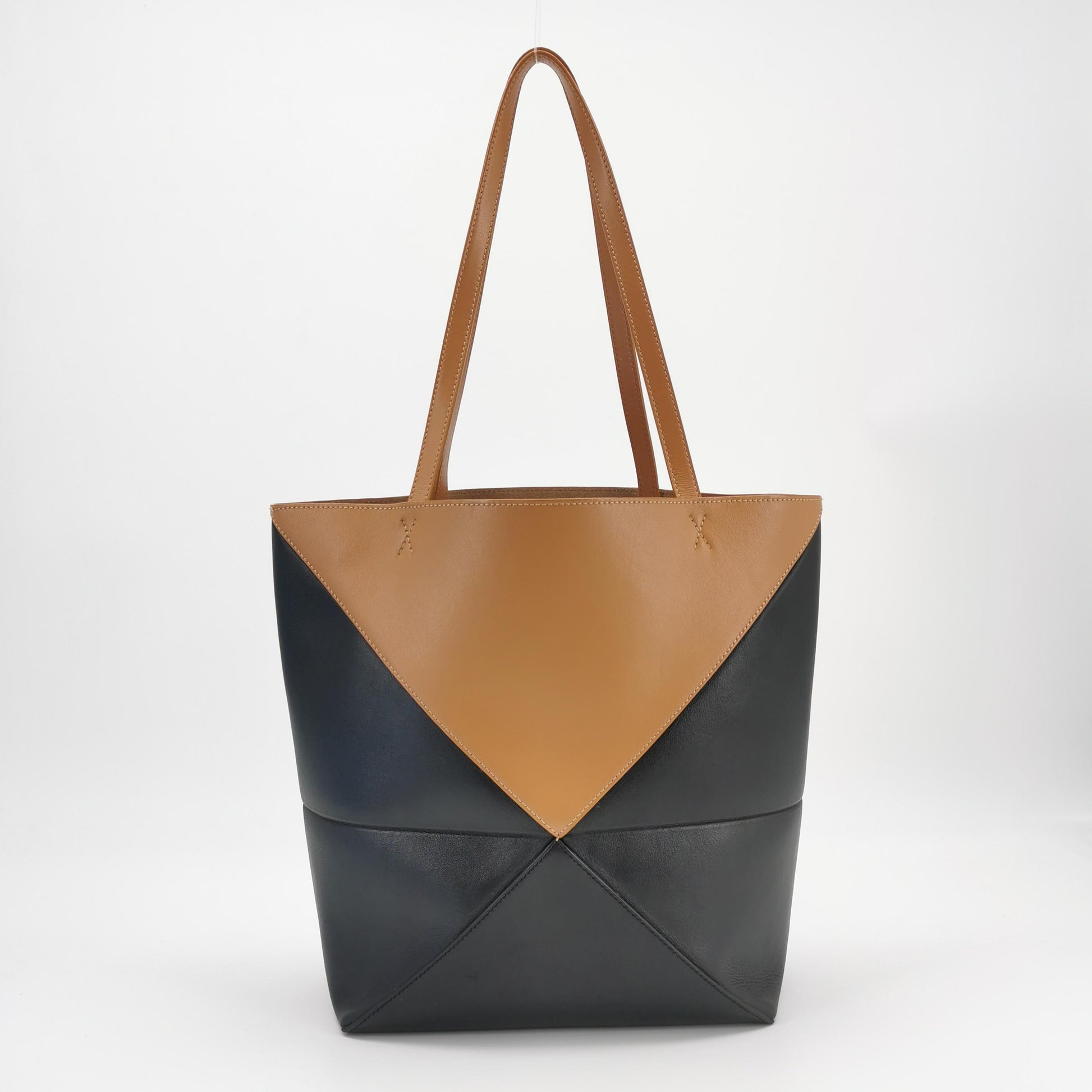 Loewe Puzzle Fold Tote Medium Bicolor Tan Black