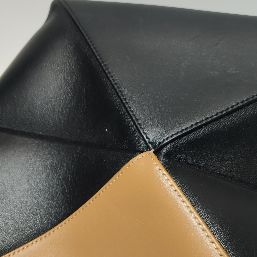 Loewe Puzzle Fold Tote Medium Bicolor Tan Black