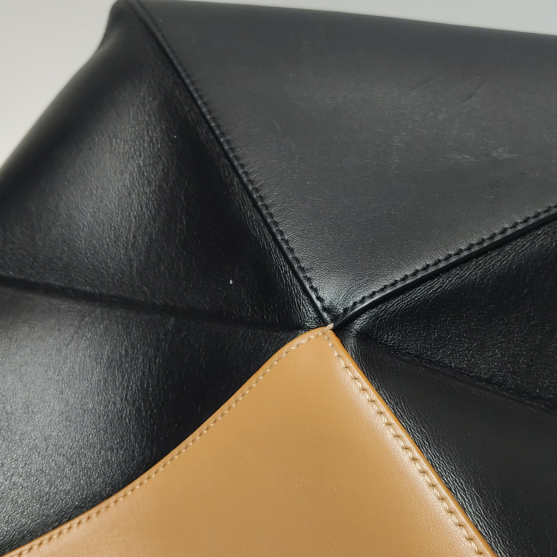 Loewe Puzzle Fold Tote Medium Bicolor Tan Black