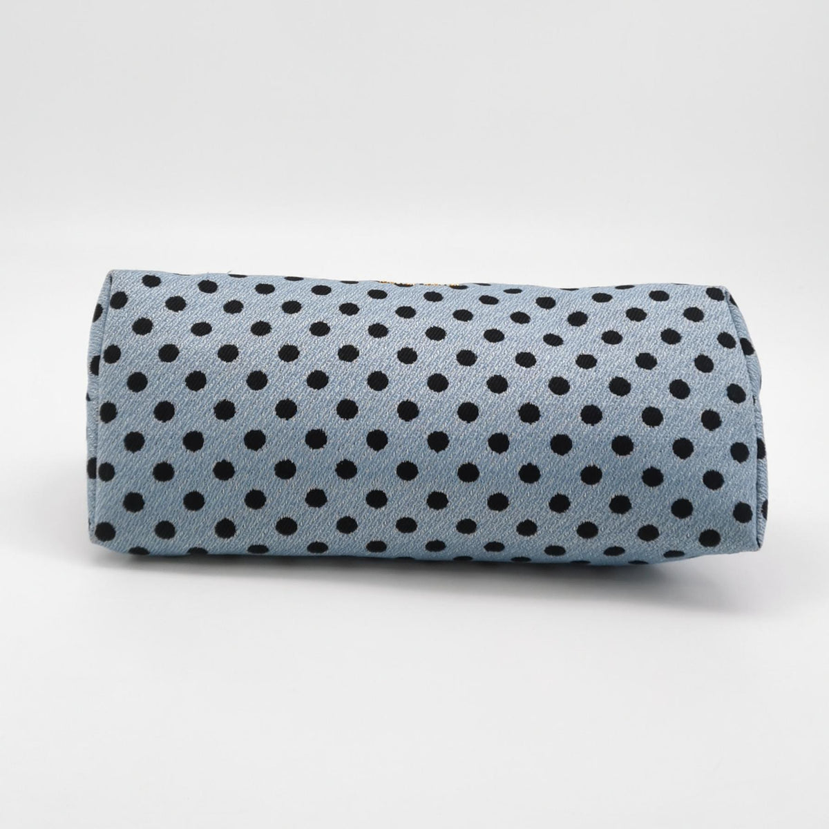 Miu Miu Blue Black Knit Fabric Polkadot Metal Frame Shoulder