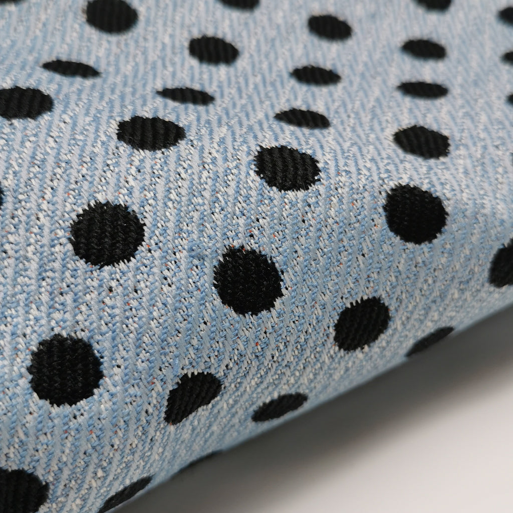 Miu Miu Blue Black Knit Fabric Polkadot Metal Frame Shoulder