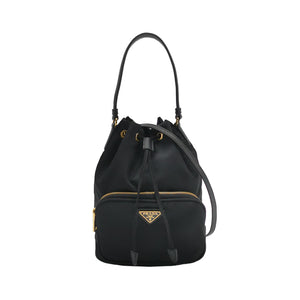 Prada Duet Drawstring Nylon Crossbody Black
