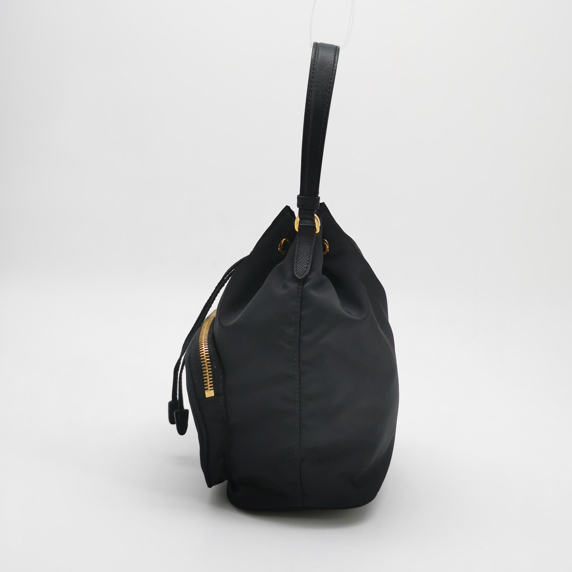 Prada Duet Drawstring Nylon Crossbody Black