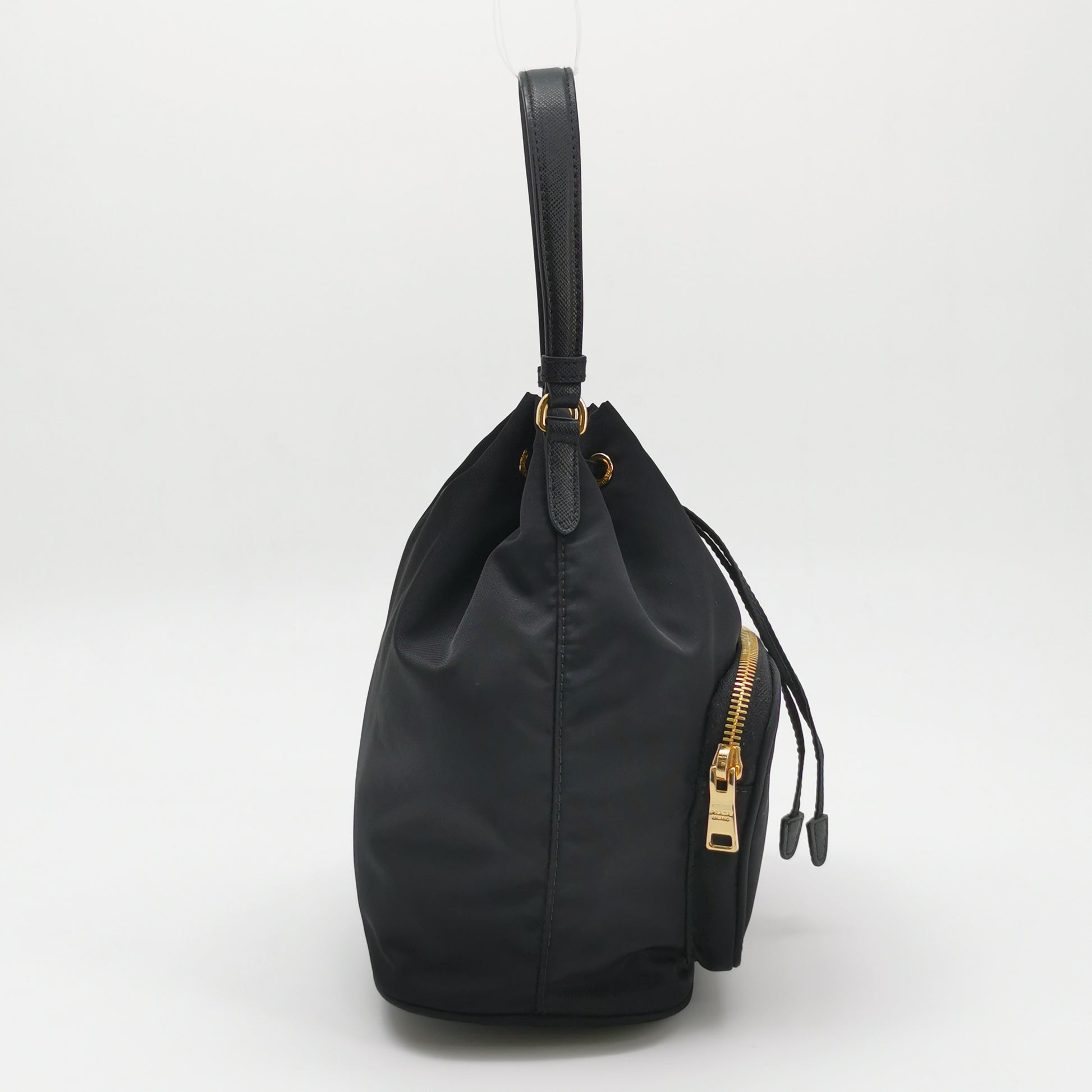 Prada Duet Drawstring Nylon Crossbody Black