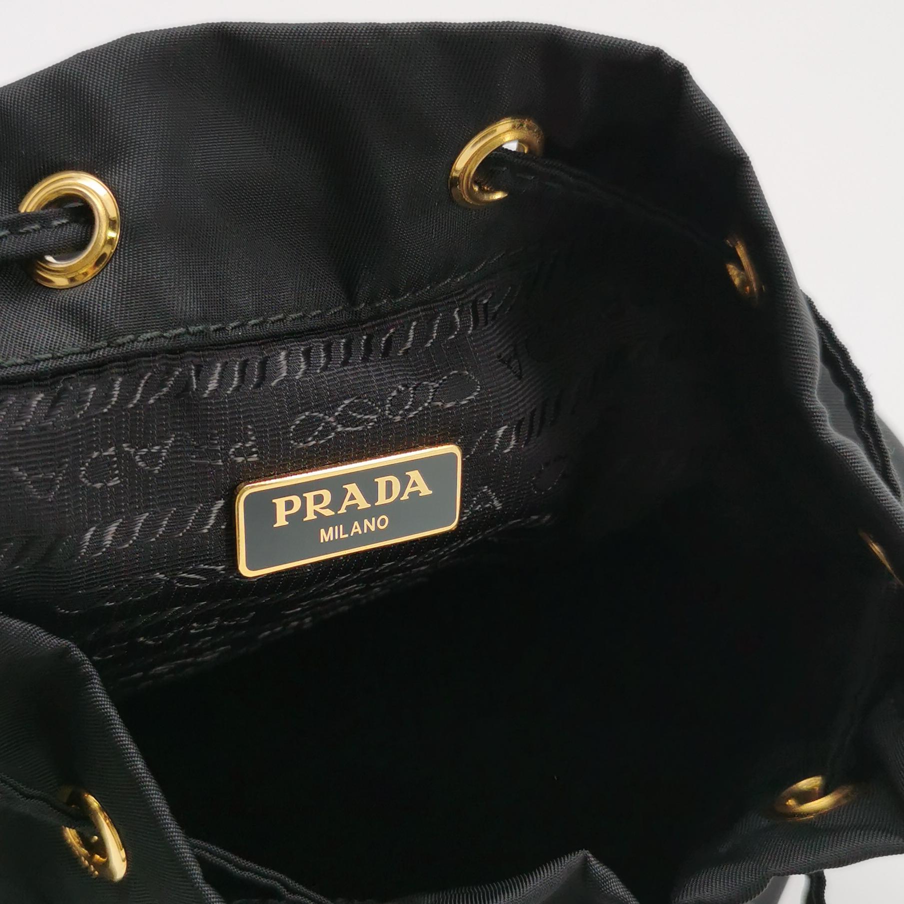 Prada Duet Drawstring Nylon Crossbody Black