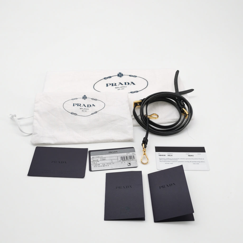Prada Duet Drawstring Nylon Crossbody Black
