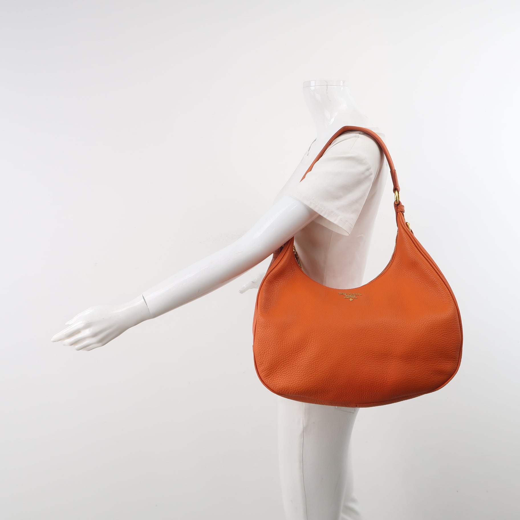 Prada Vitello Daino Hobo Bag Orange