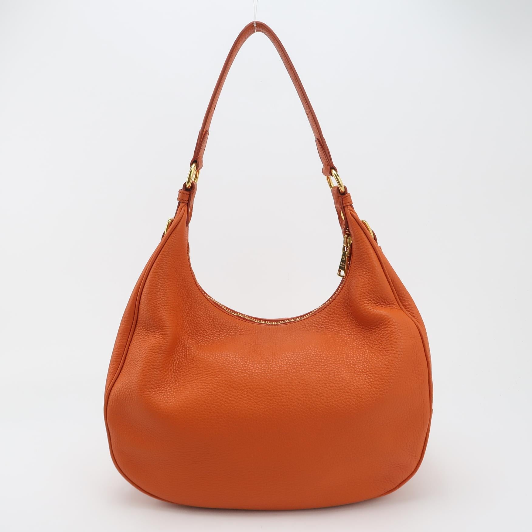 Prada Vitello Daino Hobo Bag Orange
