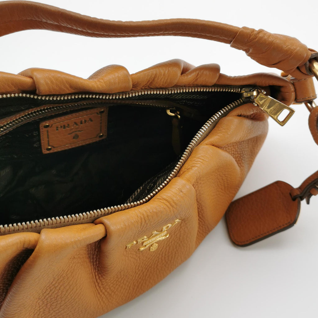 Prada Ruched Hobo Shoulder Bag