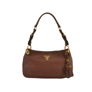 Prada Vitello Daino Shoulder Bag Brown
