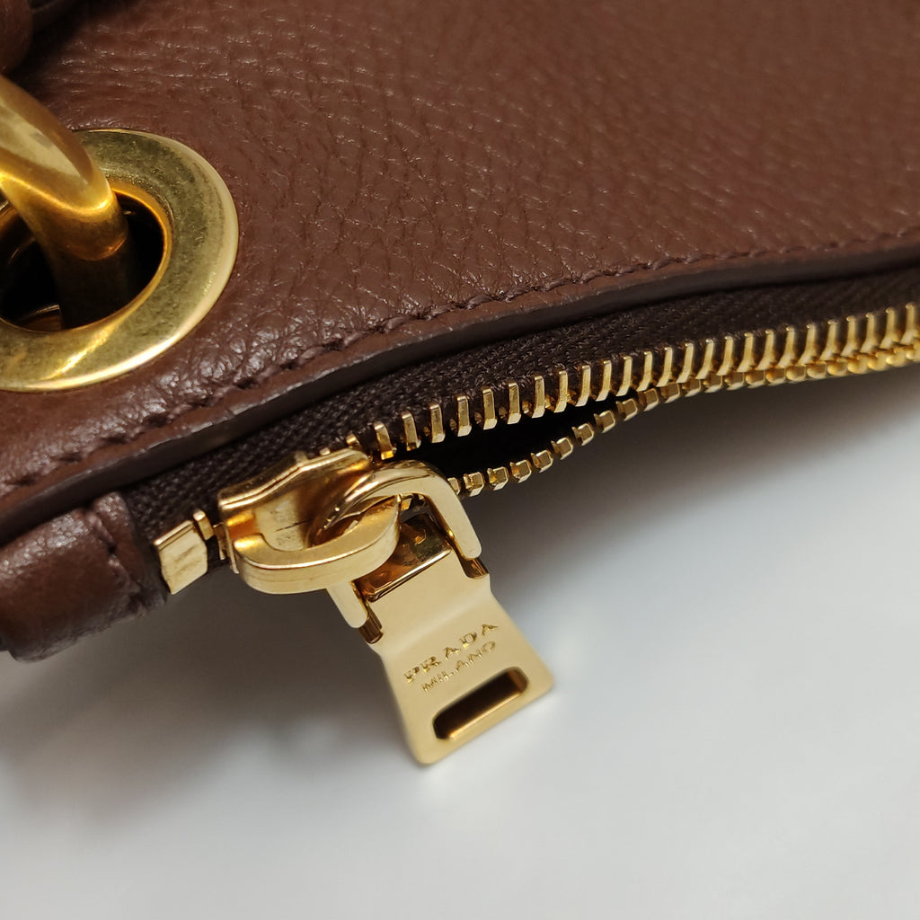 Prada Vitello Daino Shoulder Bag Brown