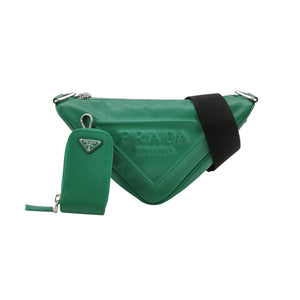 Prada Triangle Logo Grace Lux Crossbody Green