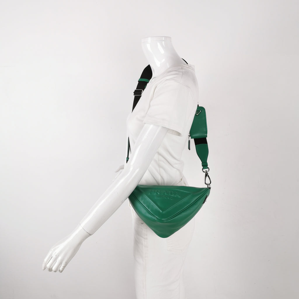 Prada Triangle Logo Grace Lux Crossbody Green