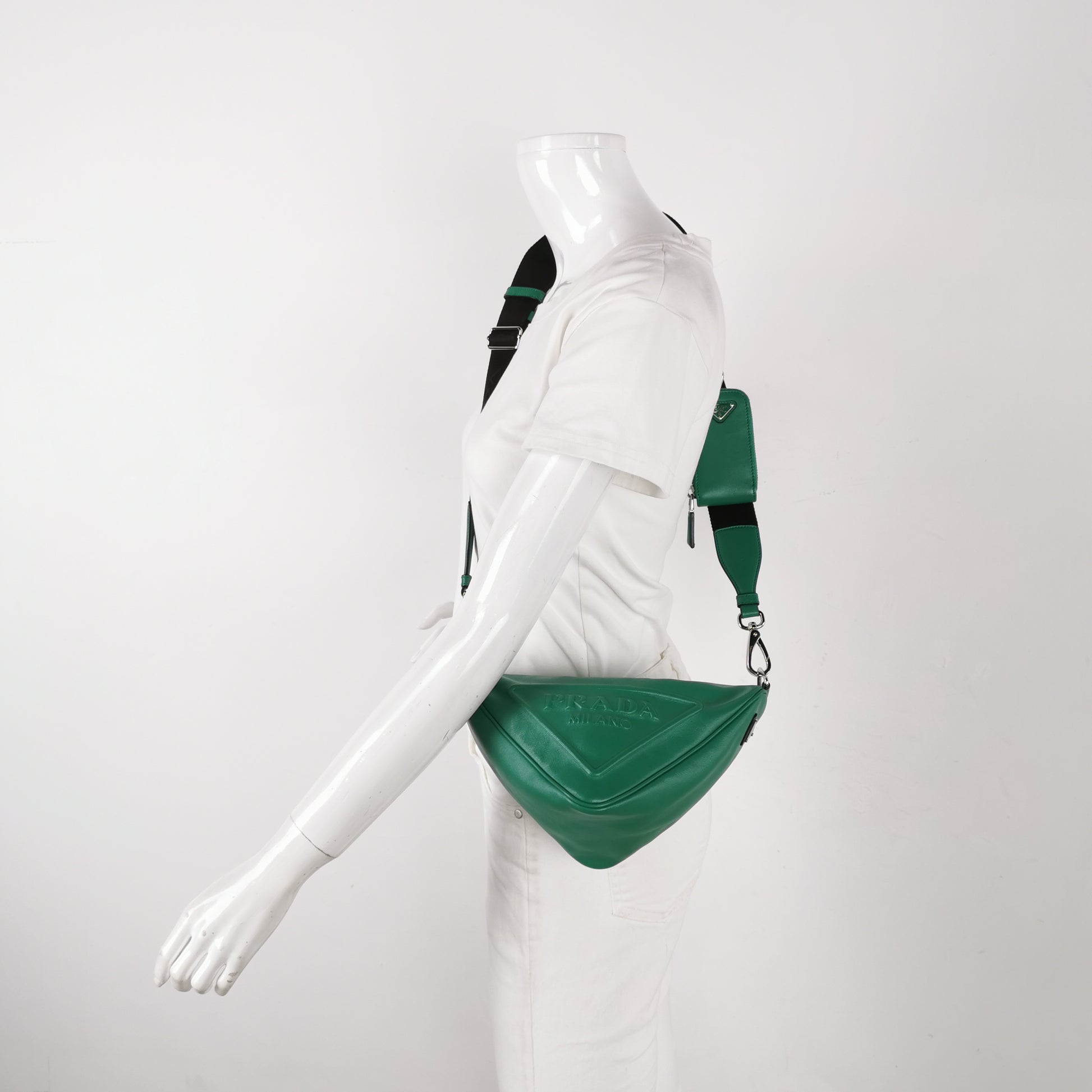 Prada Triangle Logo Grace Lux Crossbody Green