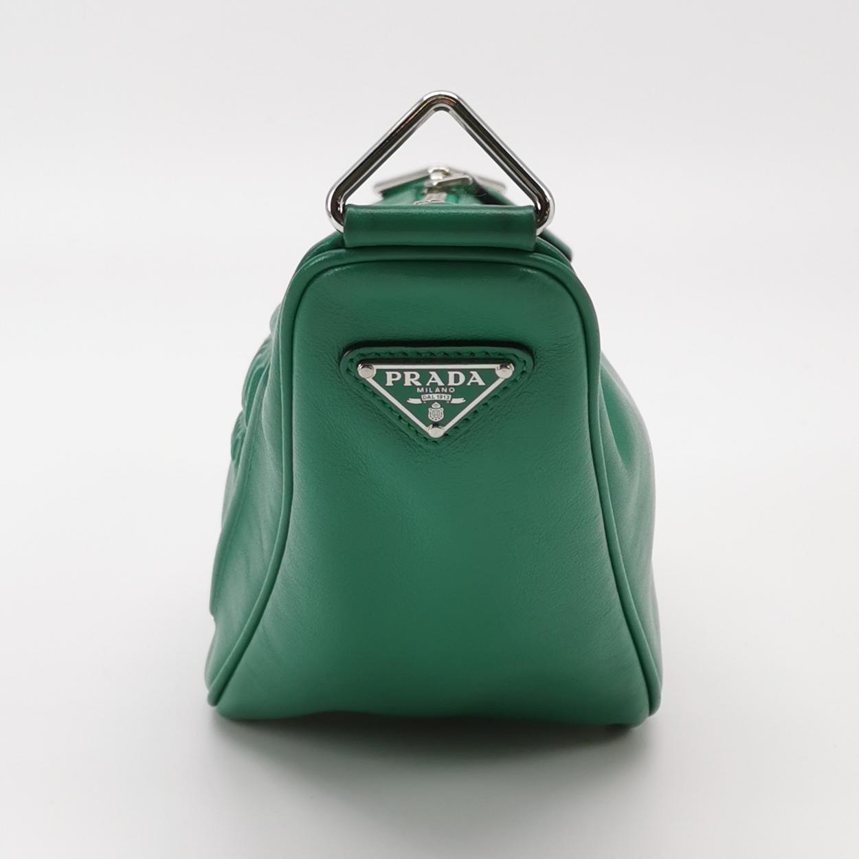 Prada Triangle Logo Grace Lux Crossbody Green