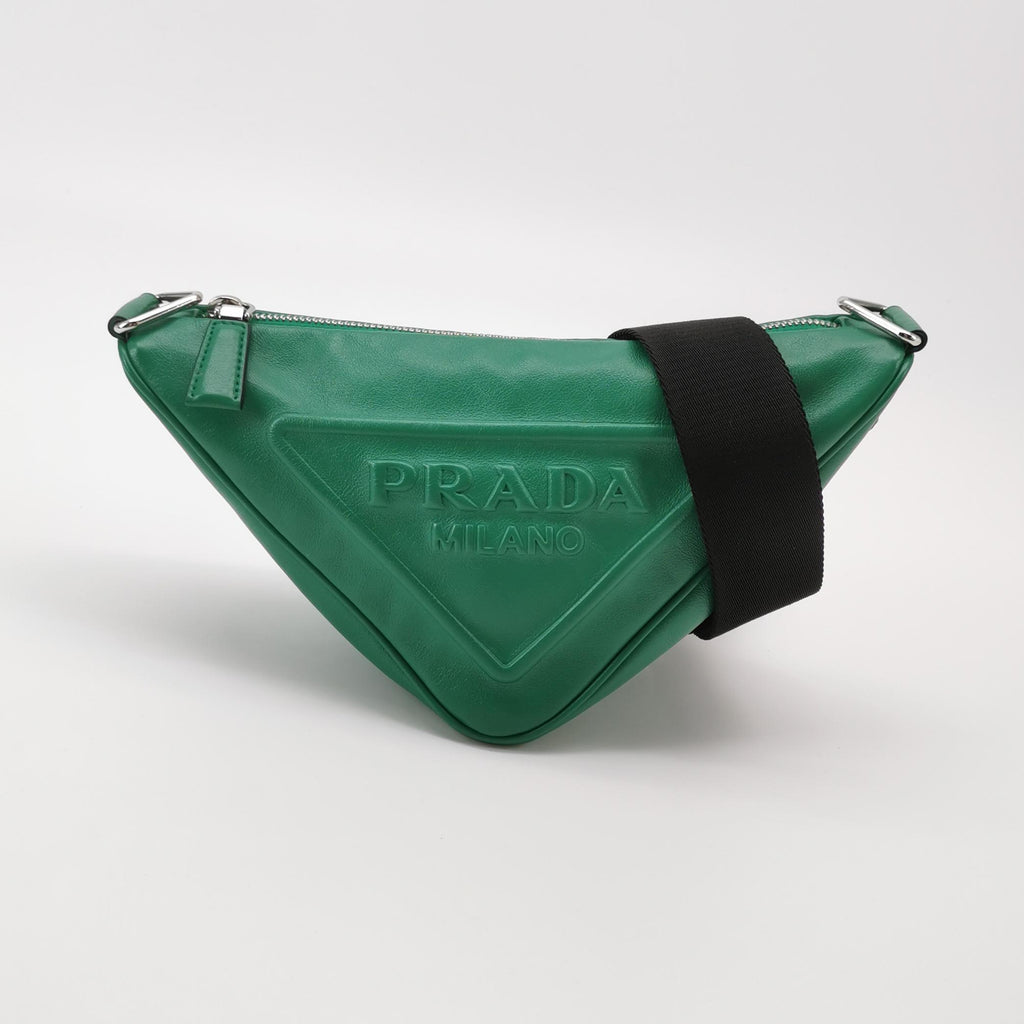 Prada Triangle Logo Grace Lux Crossbody Green