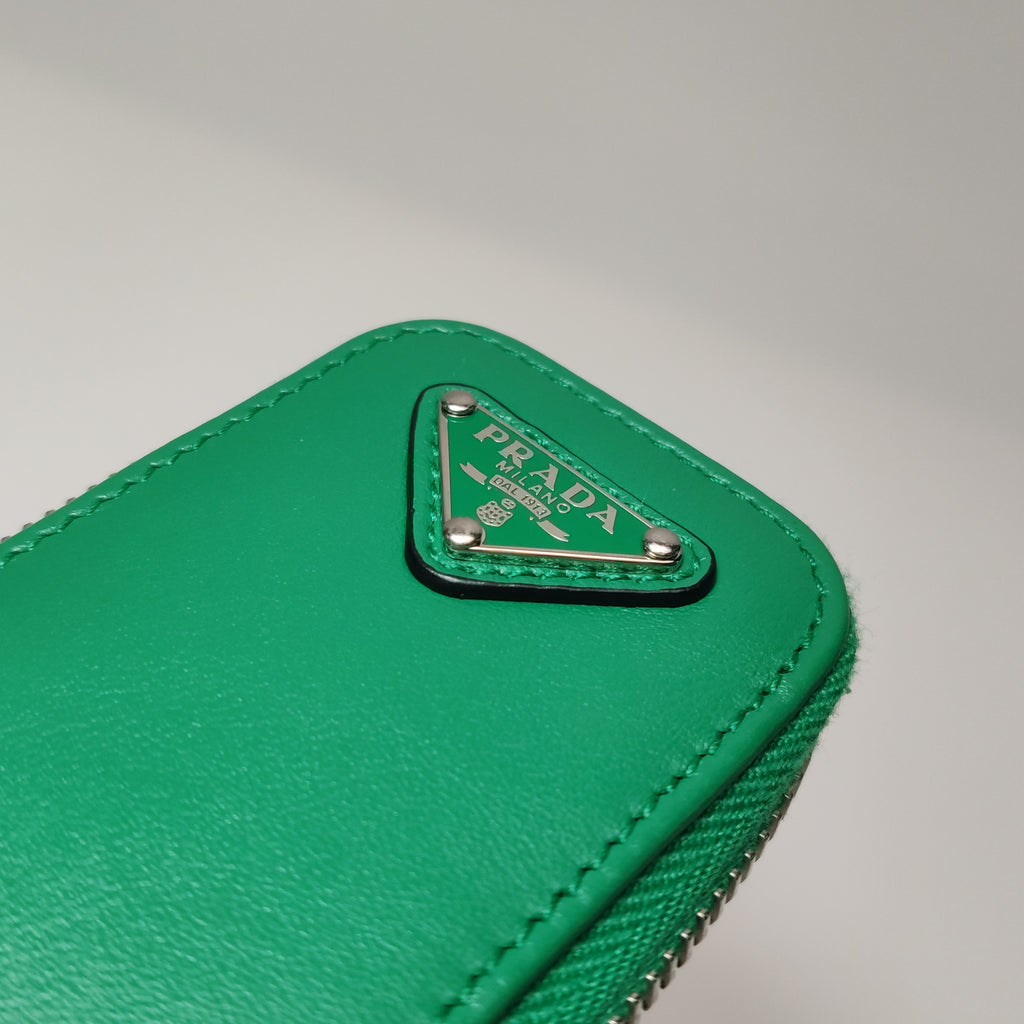 Prada Triangle Logo Grace Lux Crossbody Green