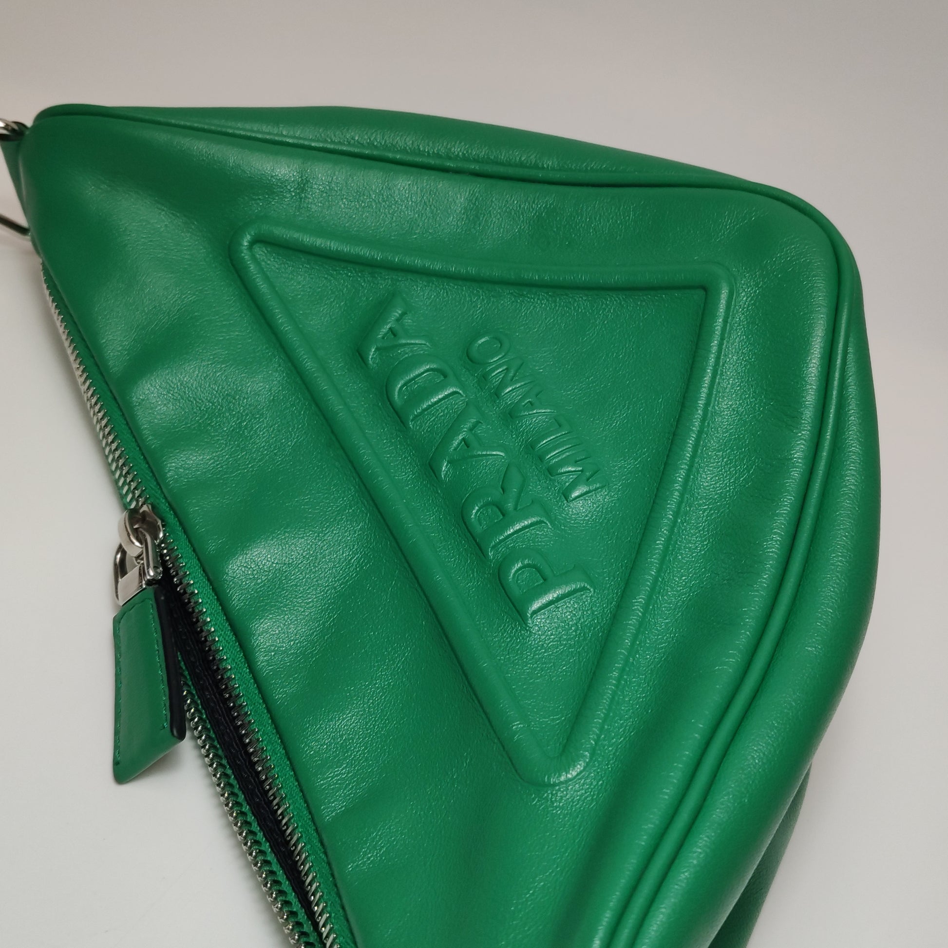 Prada Triangle Logo Grace Lux Crossbody Green