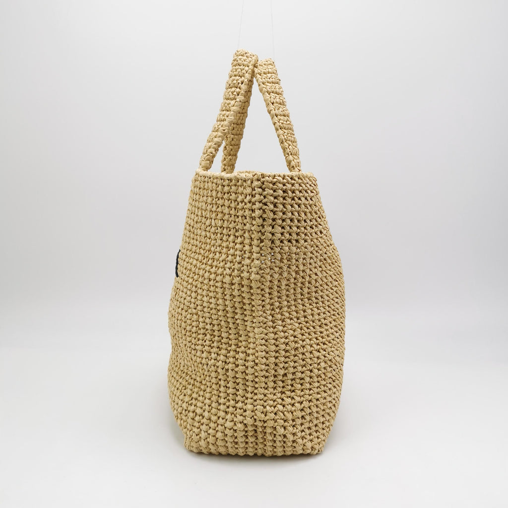 Prada Logo Raffia Tote Bag