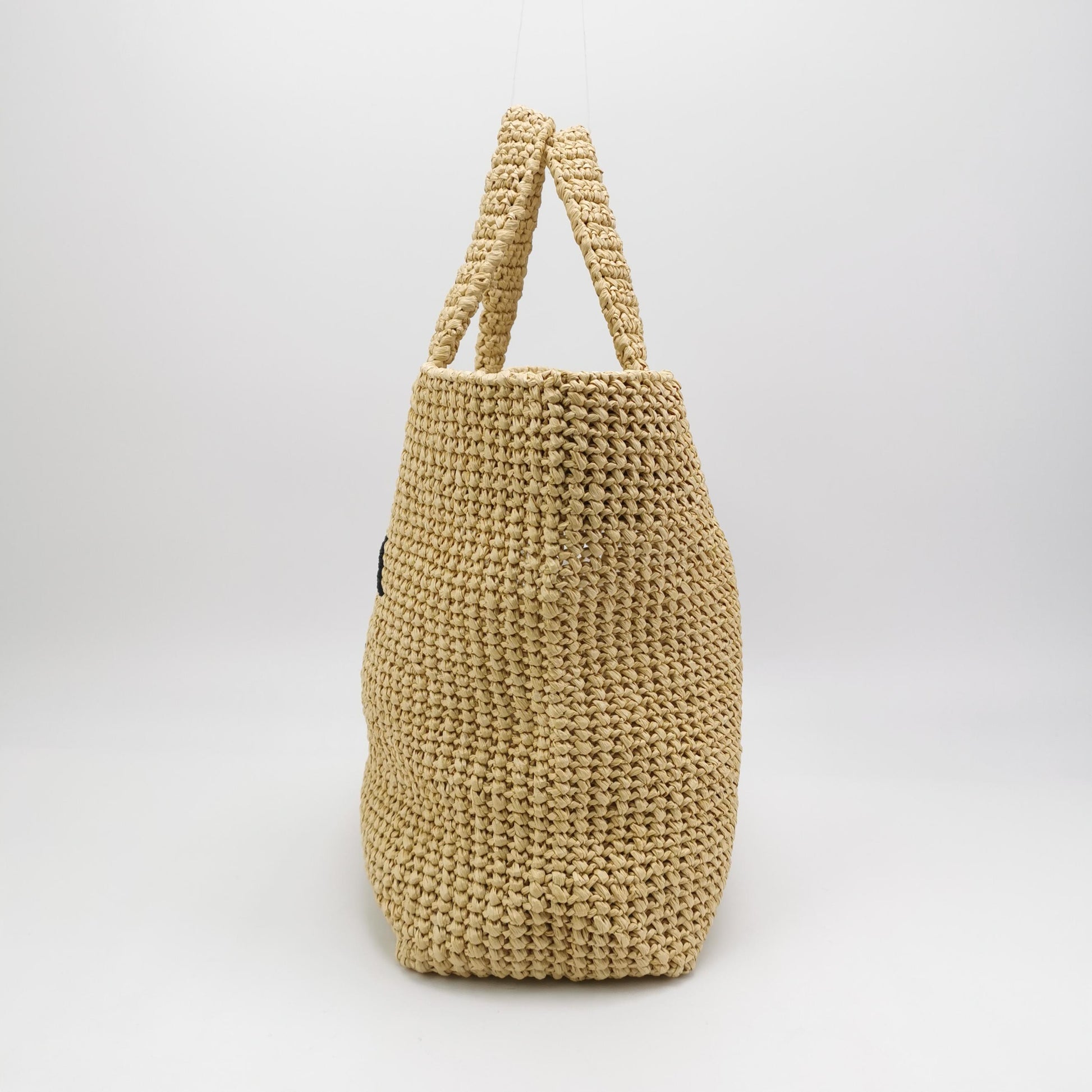Prada Logo Raffia Tote Bag