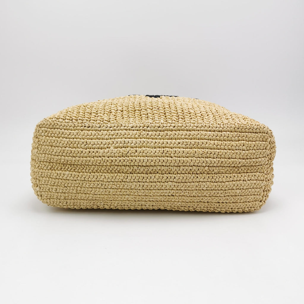 Prada Logo Raffia Tote Bag