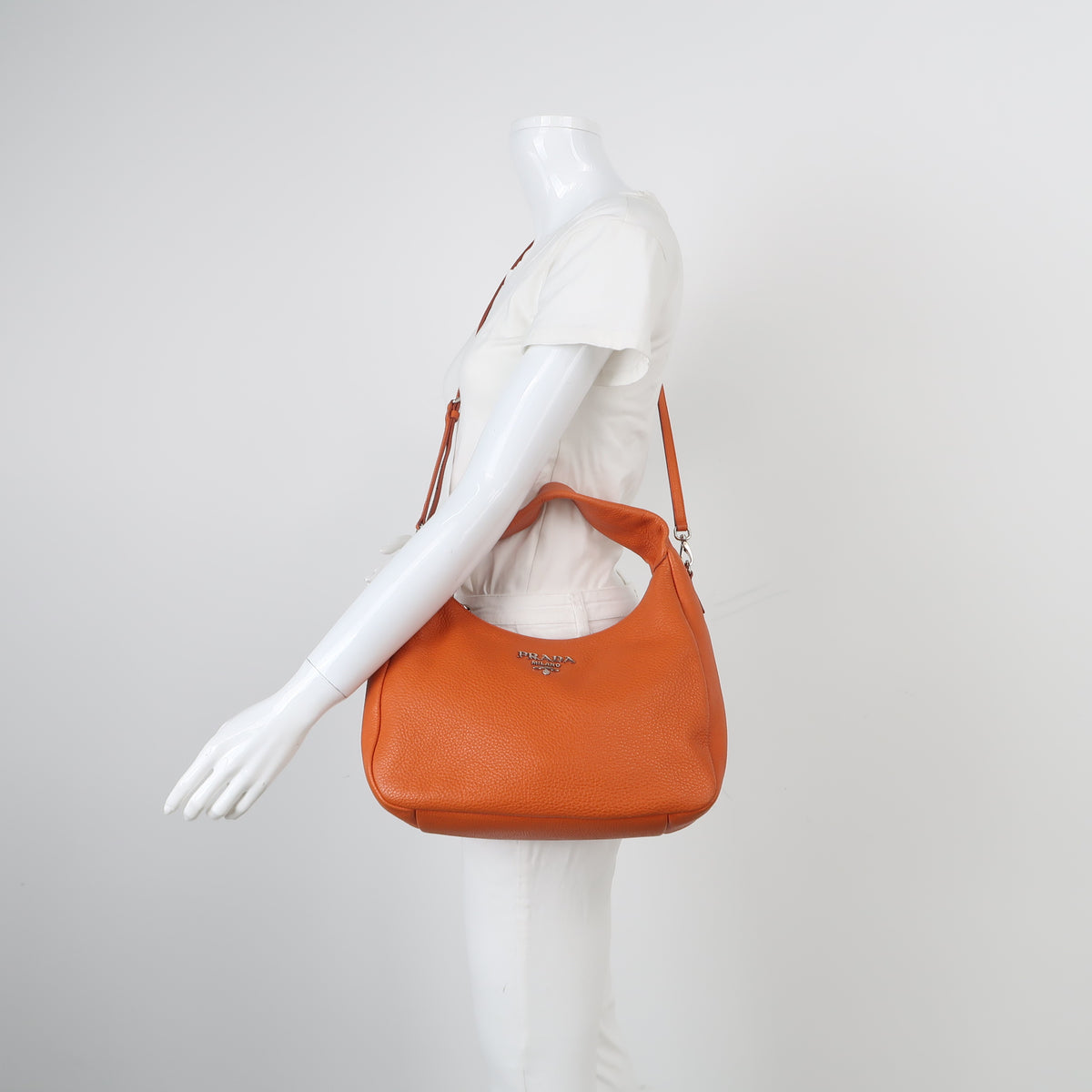 Prada Vitello Daino Hobo Papaya