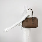 Prada Saffiano Lux Bowler Bag Brown