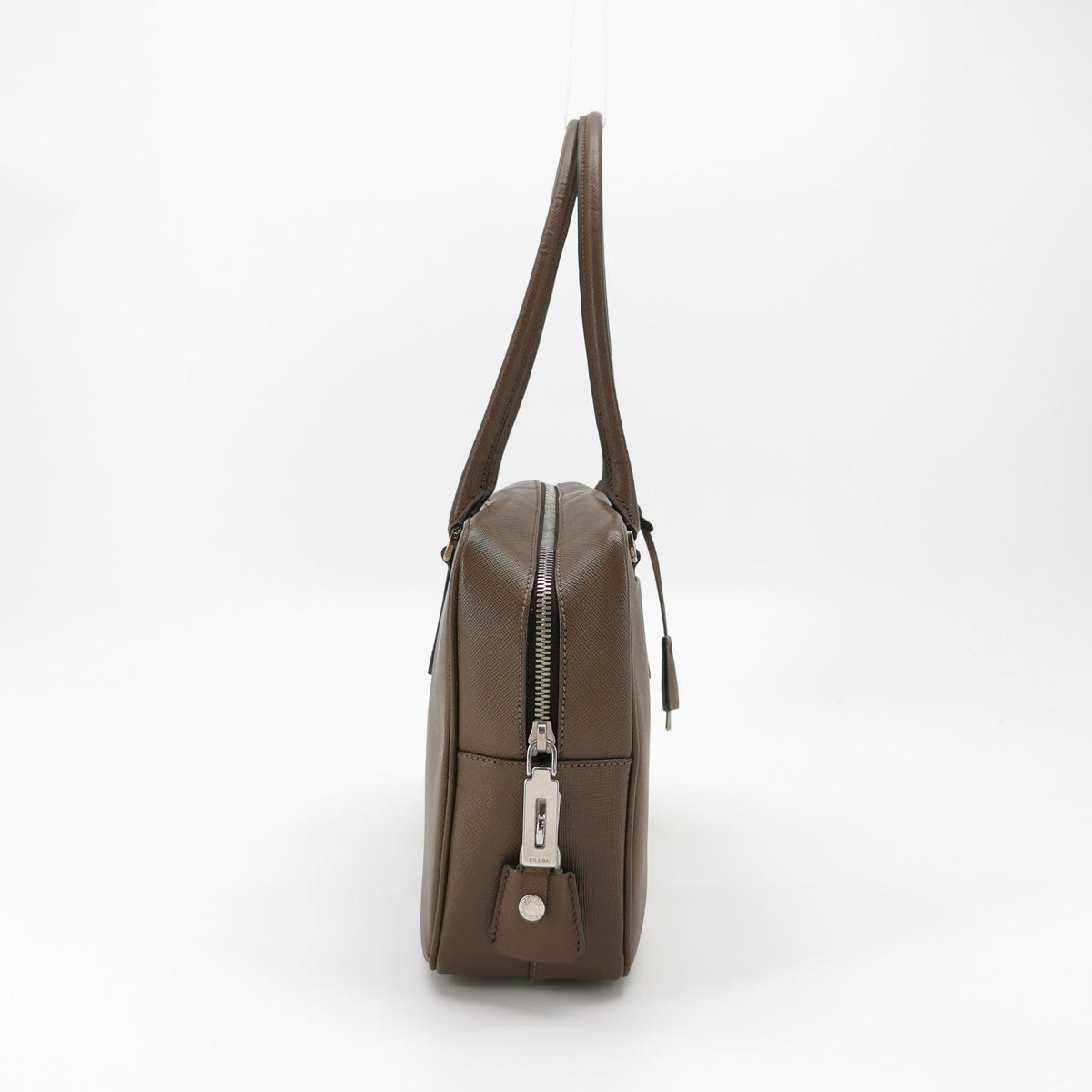 Prada Saffiano Lux Bowler Bag Brown