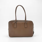 Prada Saffiano Lux Bowler Bag Brown