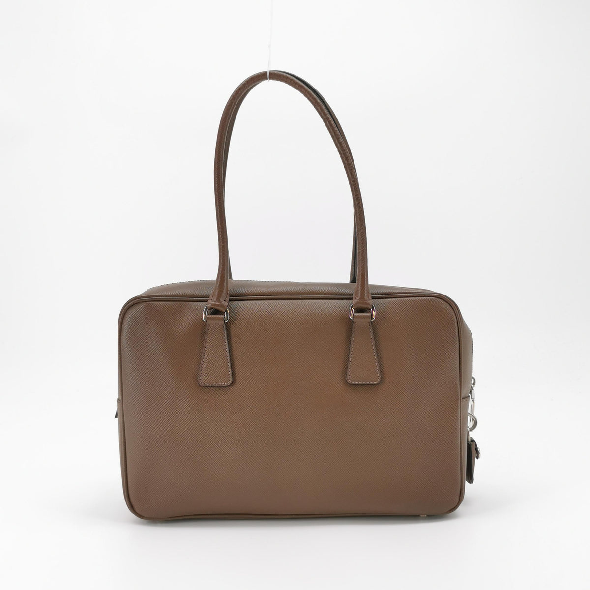 Prada Saffiano Lux Bowler Bag Brown