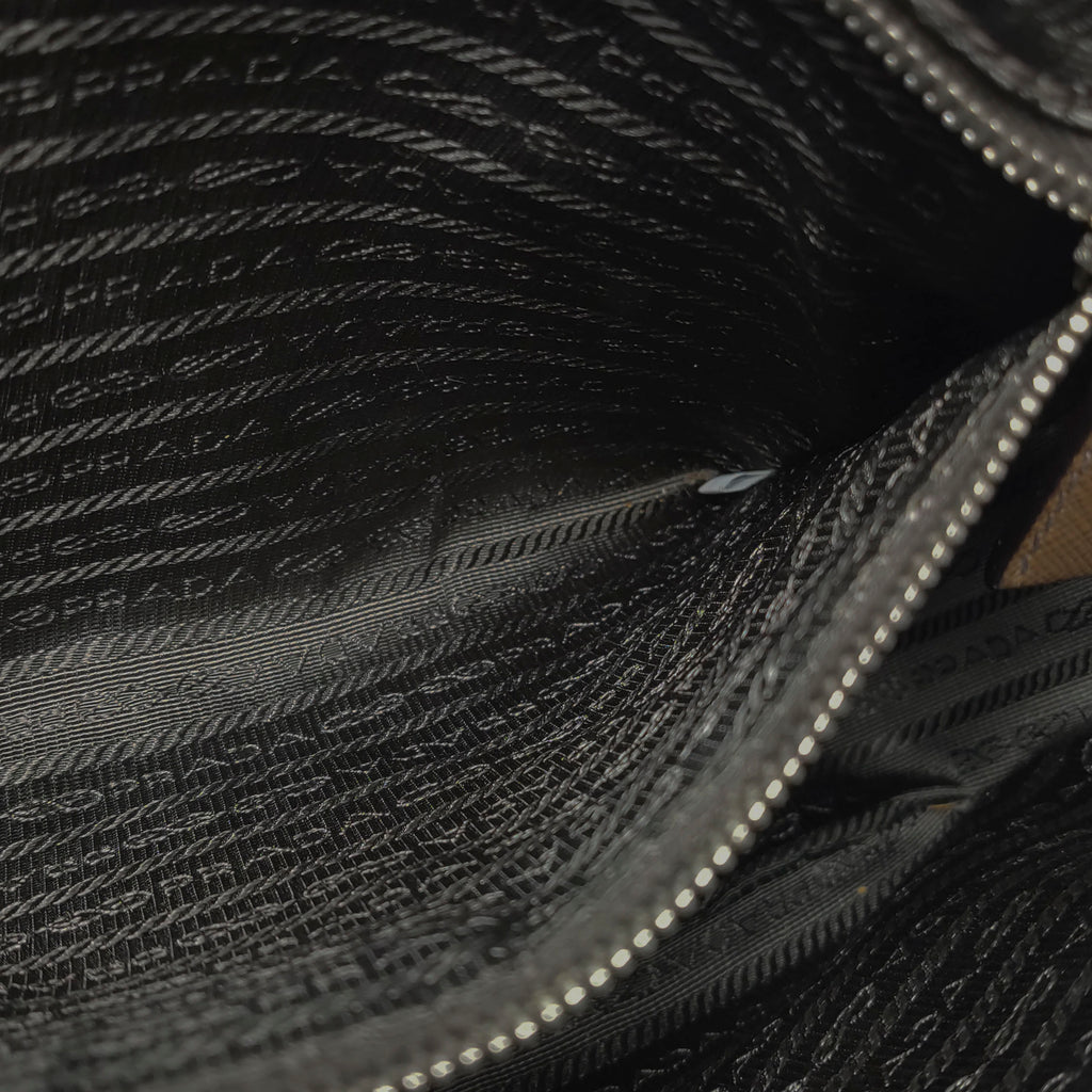Prada Saffiano Lux Bowler Bag Brown