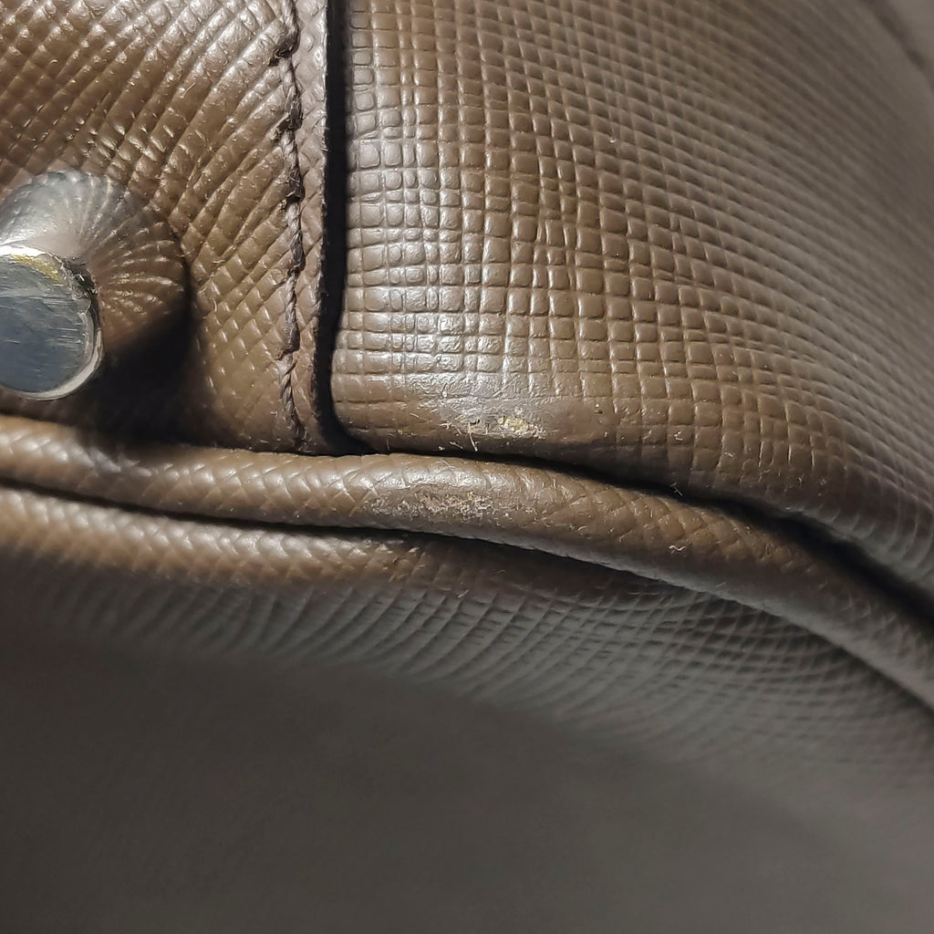 Prada Saffiano Lux Bowler Bag Brown