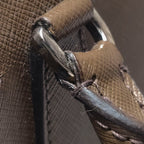 Prada Saffiano Lux Bowler Bag Brown