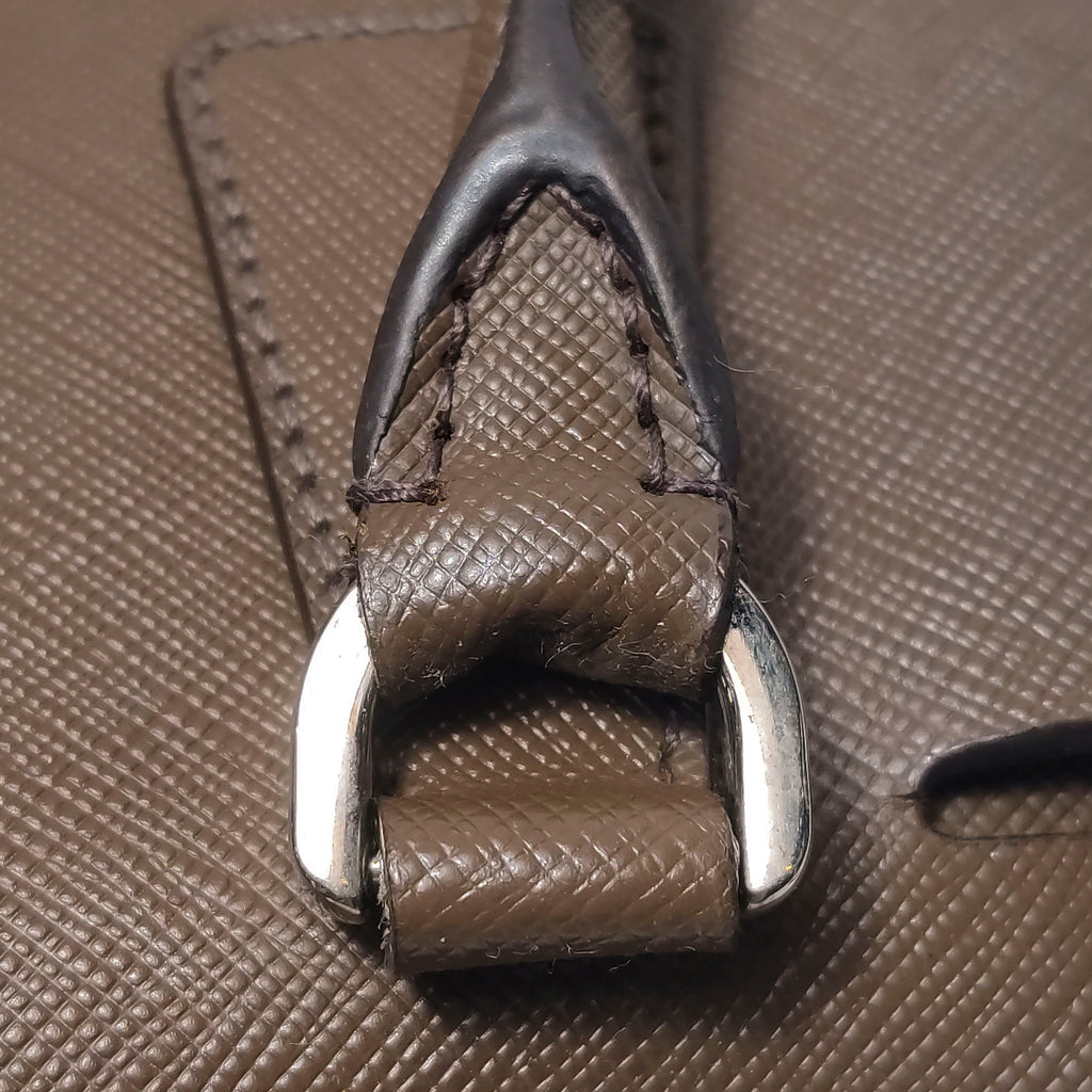 Prada Saffiano Lux Bowler Bag Brown