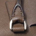 Prada Saffiano Lux Bowler Bag Brown