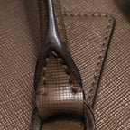 Prada Saffiano Lux Bowler Bag Brown