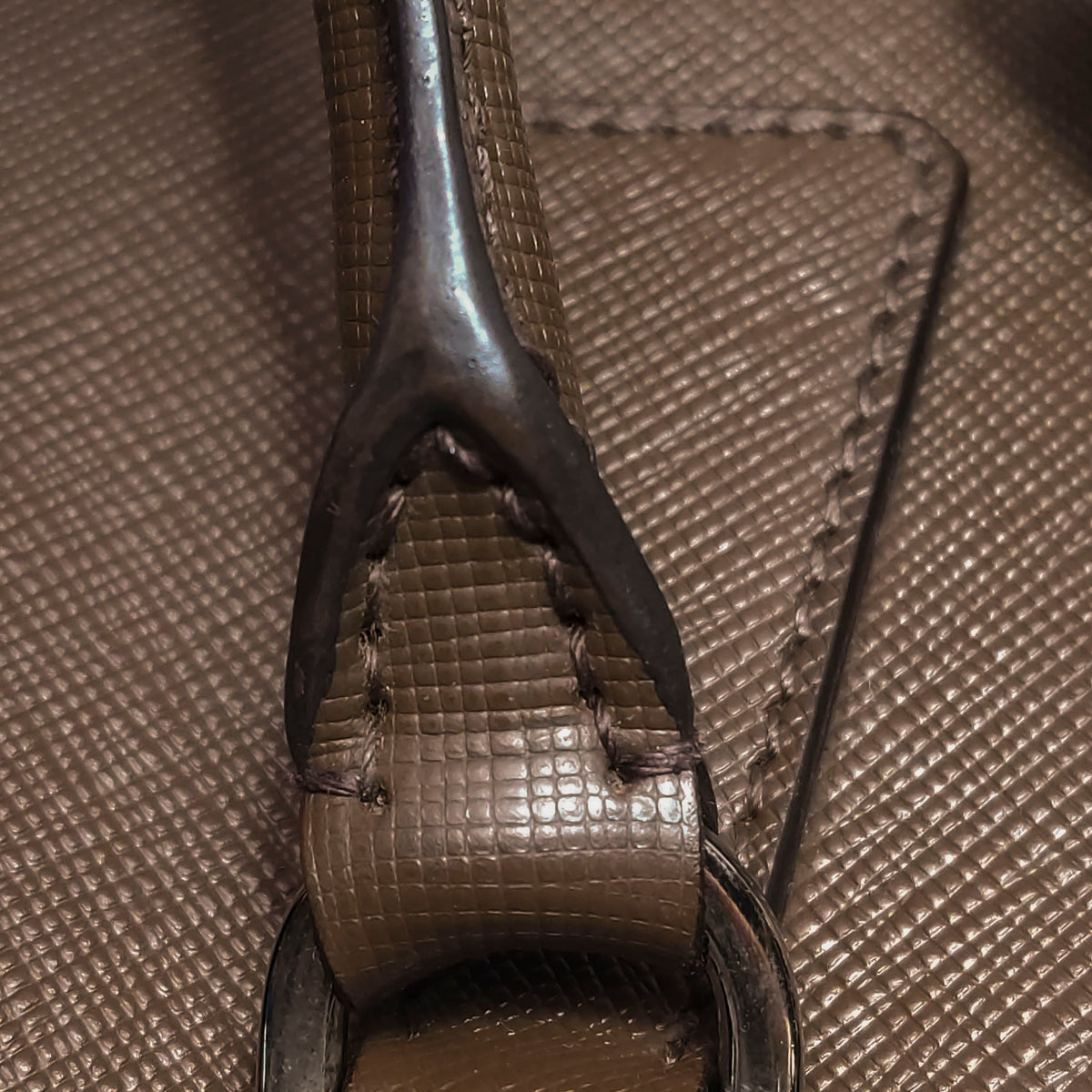 Prada Saffiano Lux Bowler Bag Brown